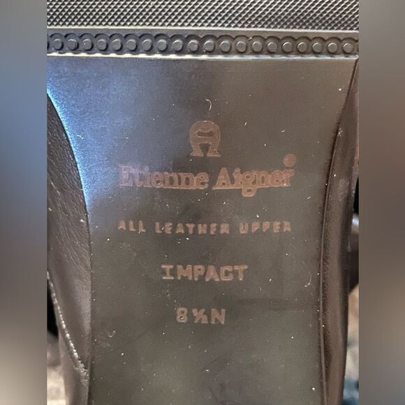 90s Etienne Aigner Impact Ankle Boots Square Toe Black Leather 8.5 N - Picture 8 of 9